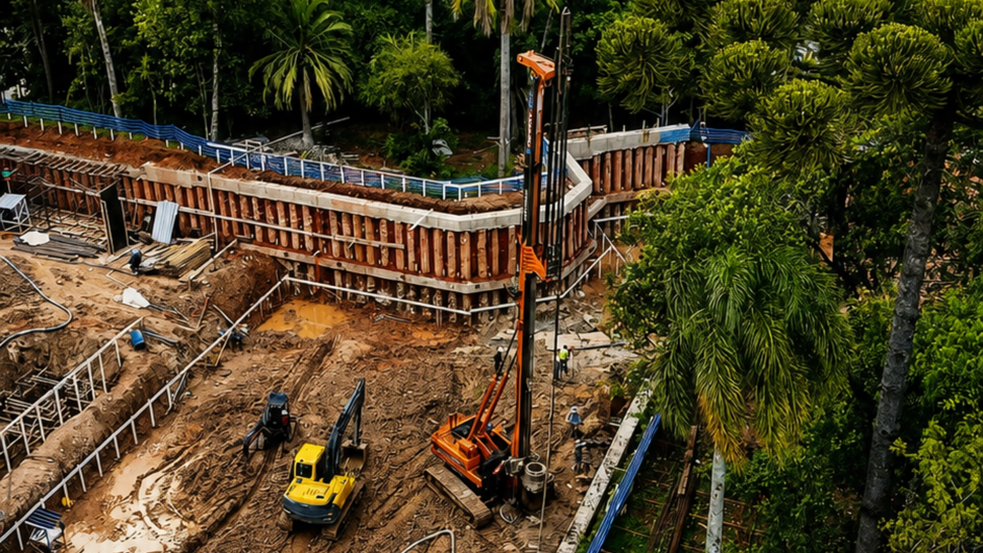 Execução de contenção em canteiro urbano