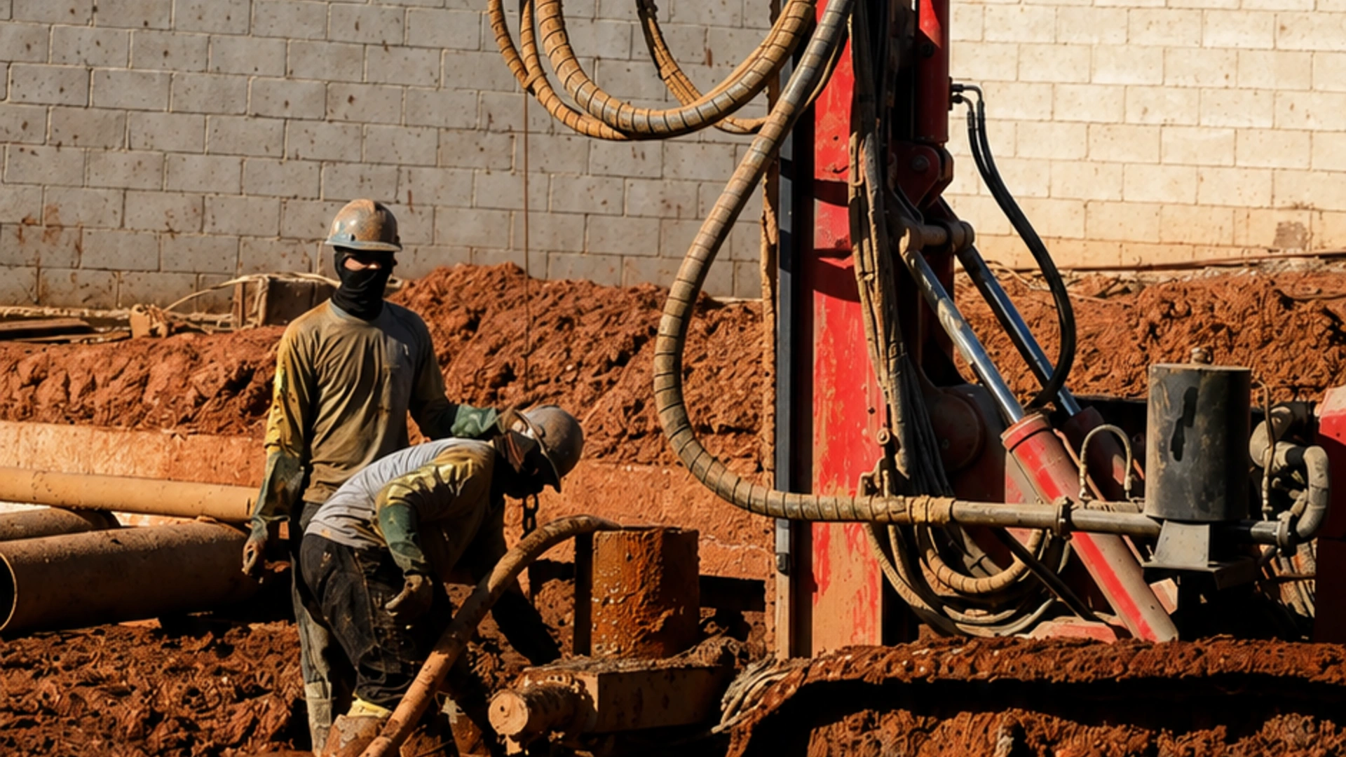 Equipamento de Estaca Raiz durante a execução